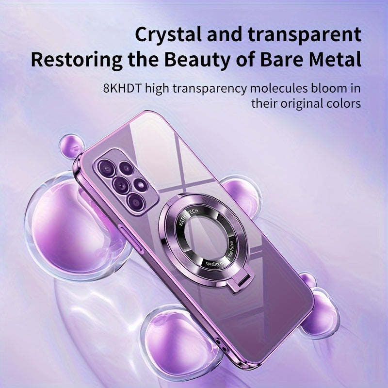 Electroplated Galaxy Phone Case with CD Holder Fall Protection Camera Guard for Samsung Galaxy Series