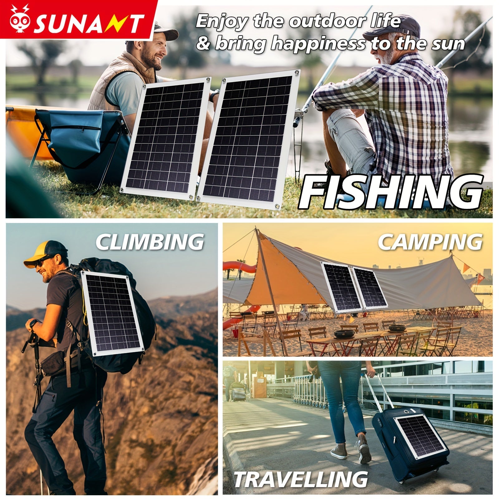 2-Pack 50W Solar Panels with USB DC Charging Controller for Cars Yachts RVs