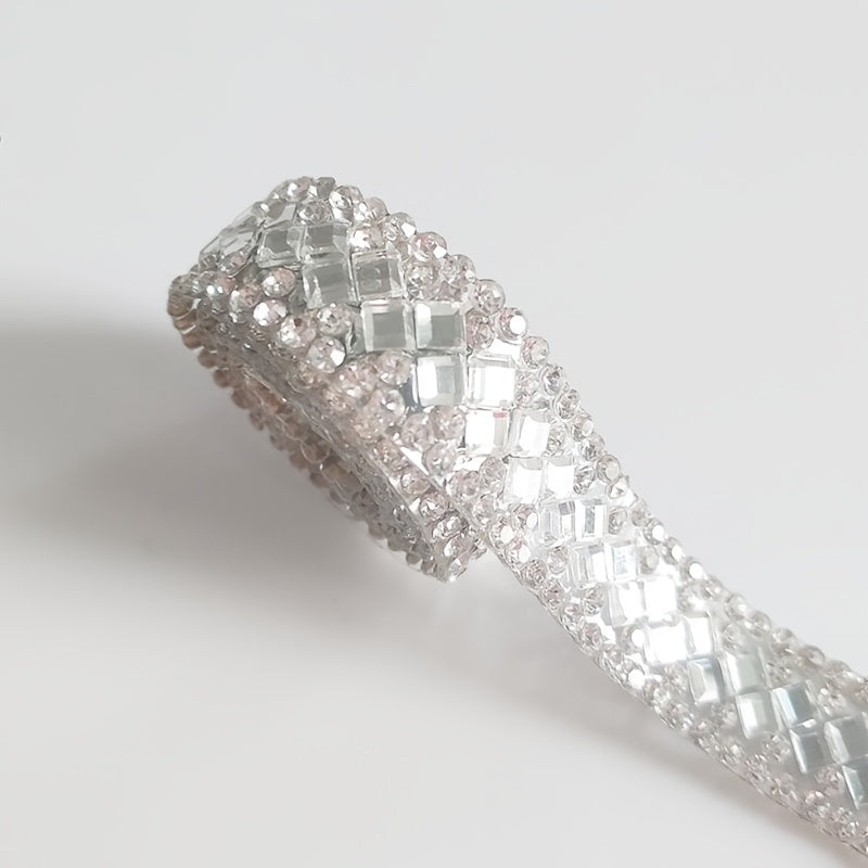 O'z-o'zidan yopishadigan rhinestone chiziq avtomobil bezatish uchun sovg'a materiallari, kumush porloq lenta