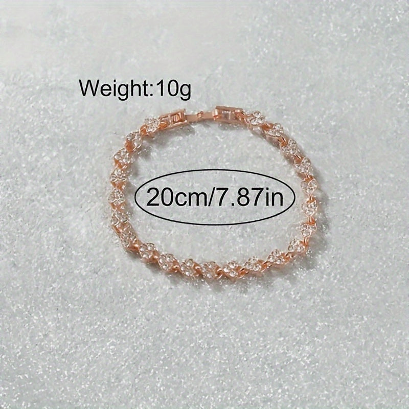 Women's Quartz Watch and Casual Bracelet Set with Round Alloy Case and Band