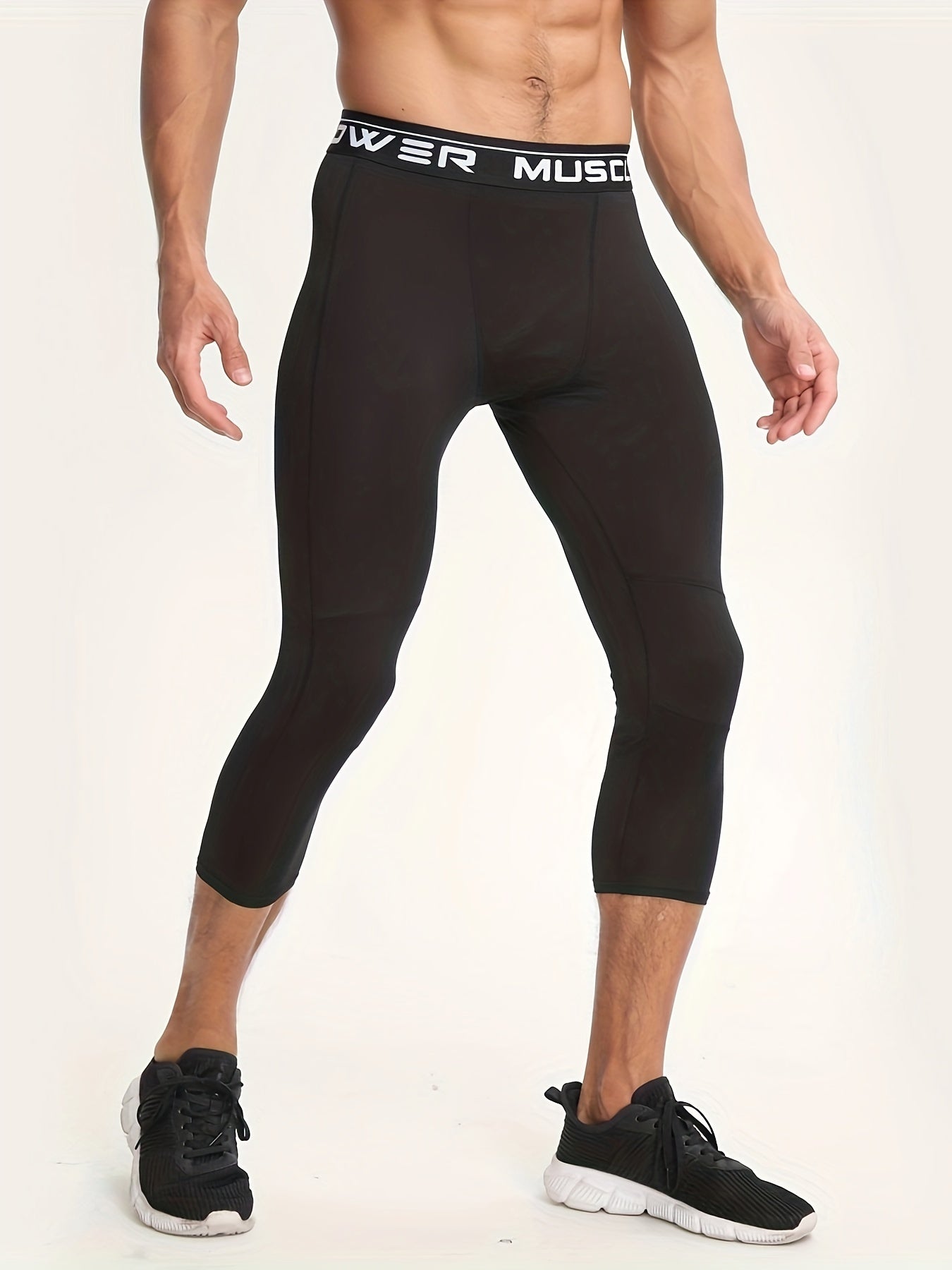Men's Breathable Quick-Dry Stretch Mesh Panel Capris for Running and Training