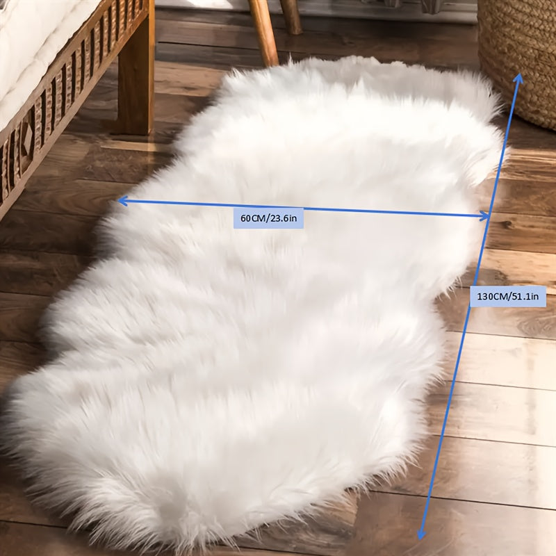 White Faux Sheepskin Rug Soft Plush Washable Bedroom Floor Carpet