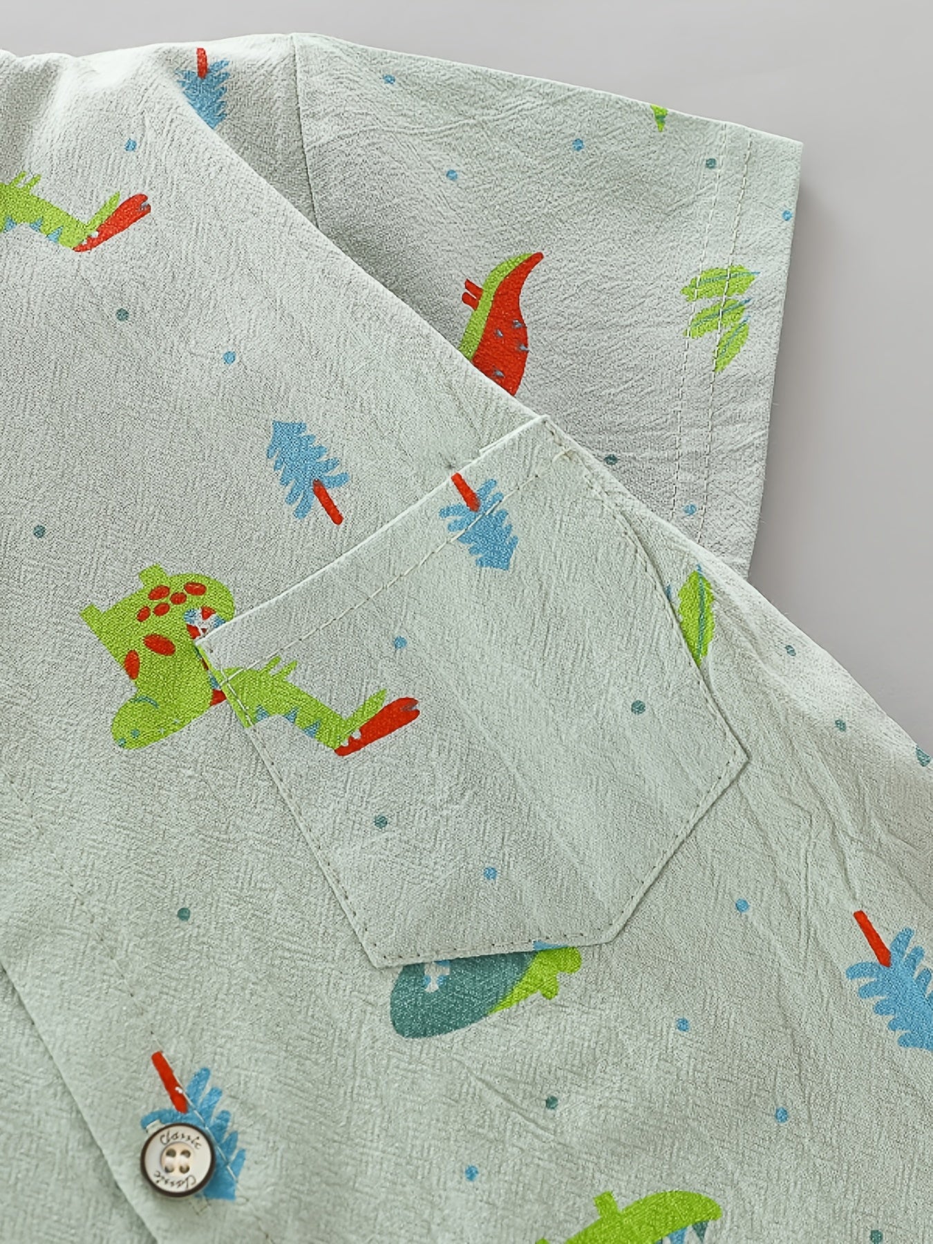 Toddler Boys' Cotton Dinosaur Print Short Sleeve Shirt and Elastic Waist Shorts Set