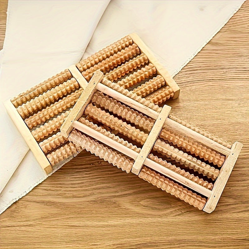 Handmade Wooden Foot Massager with Dual Rollers for Pain Relief and Blood Flow