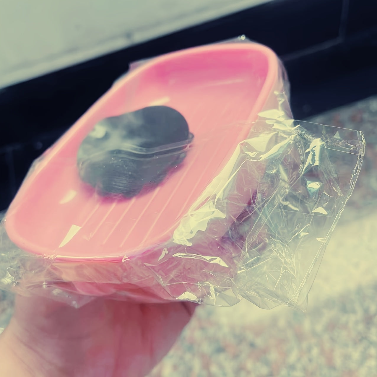 Oval Plastic Soap Dish with Drainage Blue and White Bathroom Organizer