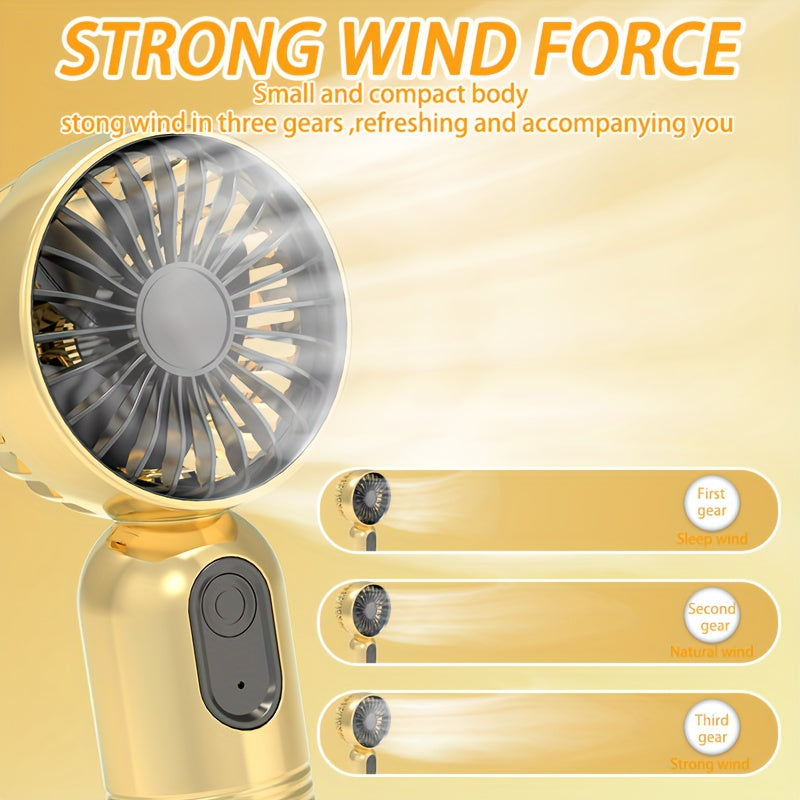 Portable Mini Fan with 3-Speed Settings USB Rechargeable Handheld Fan for Travel and Personal Use