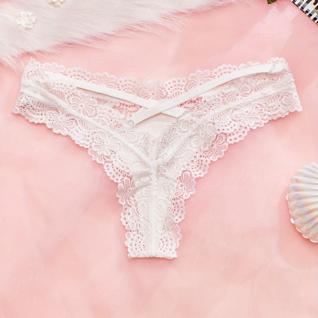 Women's Lace Thongs Floral Criss Cross Sexy Underwear