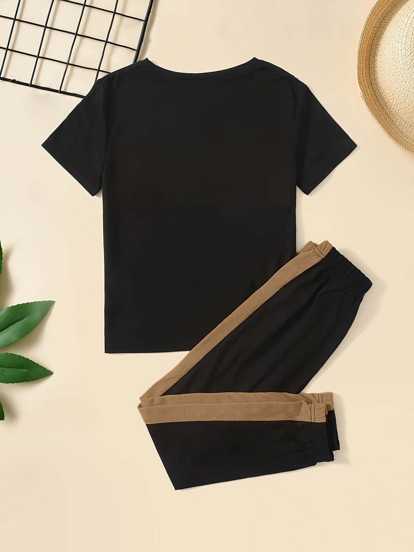 Kids Boy's Casual Outfit Set with Explore Letter Graphic T-Shirt and Pants Summer Comfortable