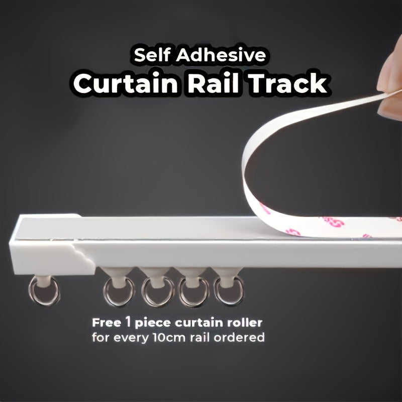 Self-Adhesive Curtain Track Set 1m 1.4m 2m with Rollers and Stoppers for Windows and Doors