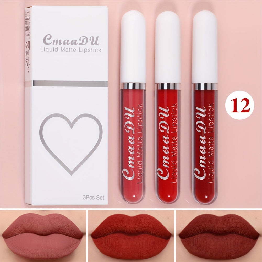 Set de labiales líquidos mate para mujer, a prueba de agua y de larga duración en tonos rojos