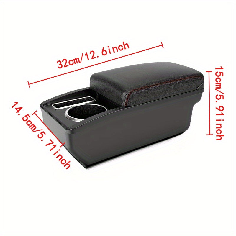 Car Interior Armrest Box Cup Holder Storage for Small Cars Black