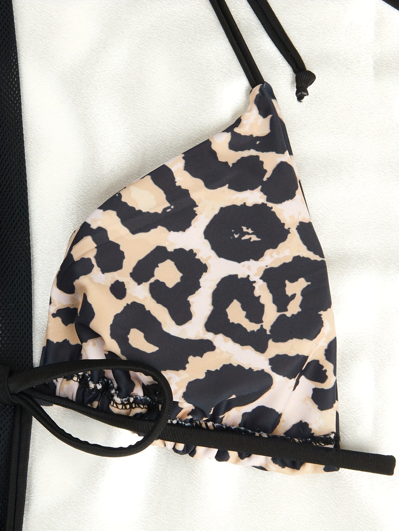 Leopard Print Bikini Set with Mesh Cover-Up Sun Protection for Women