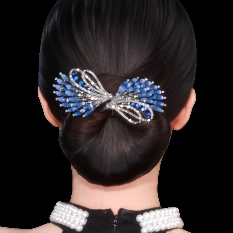 Women Vintage-Inspired Alloy Hair Bun Maker with Rhinestones Formaldehyde-Free