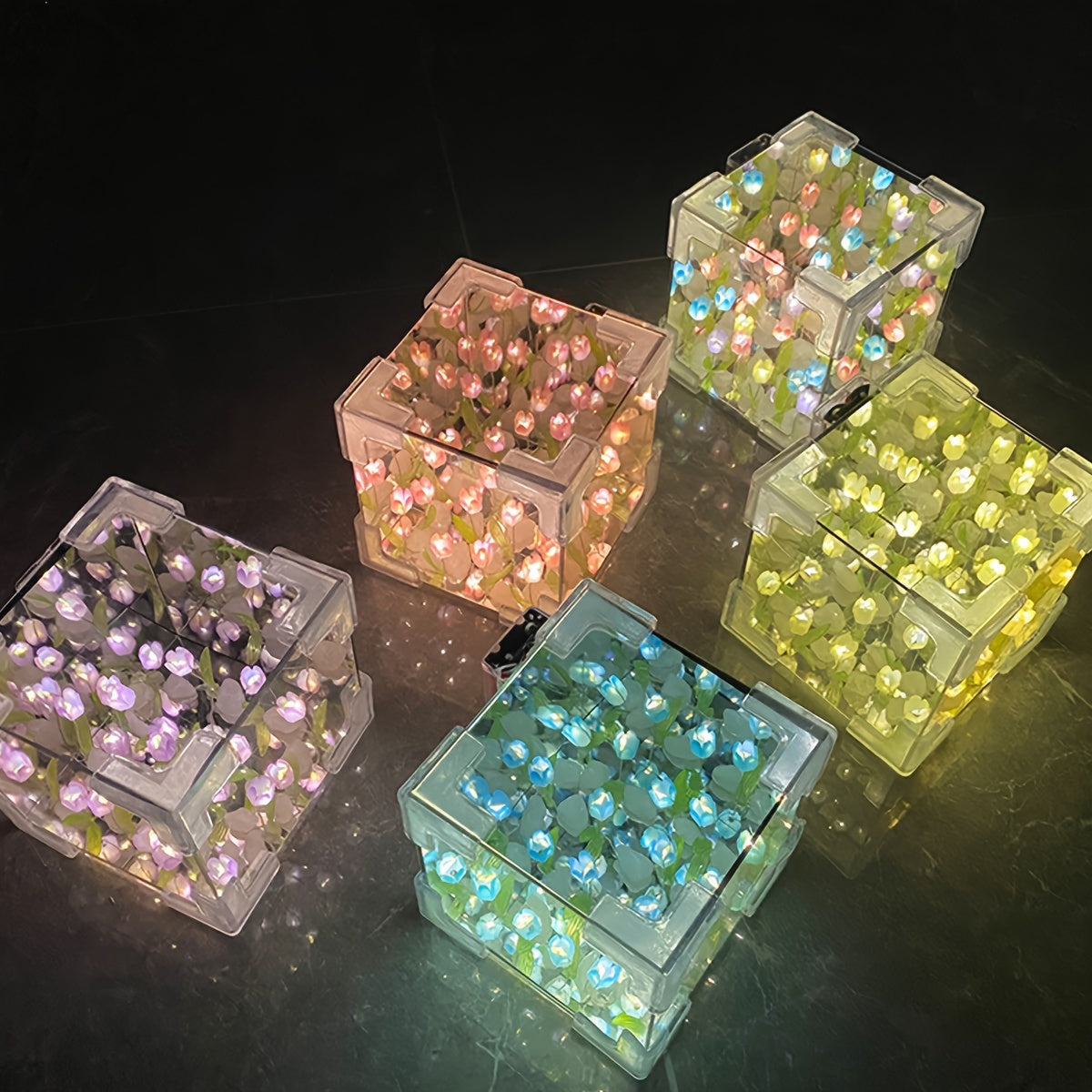 Handmade Tulip 3D Stereo Flower Sea Night Light for Home Decor Bedroom Christmas Halloween