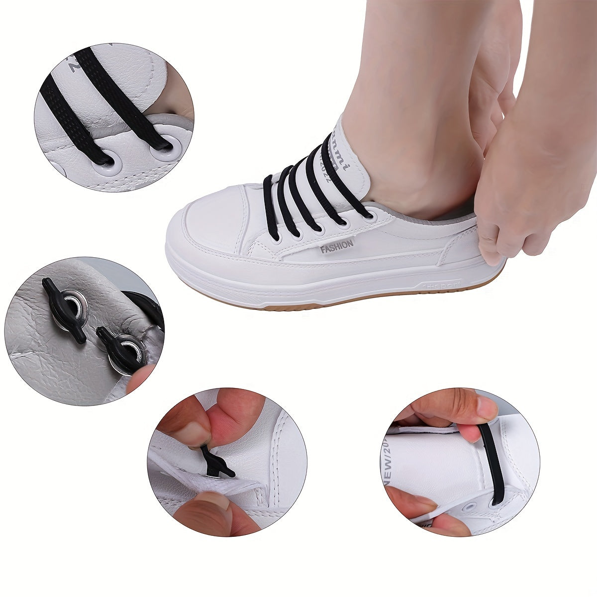 16pcs Unisex Flat Elastic Shoelaces Casual Sneakers Easy Adjustable