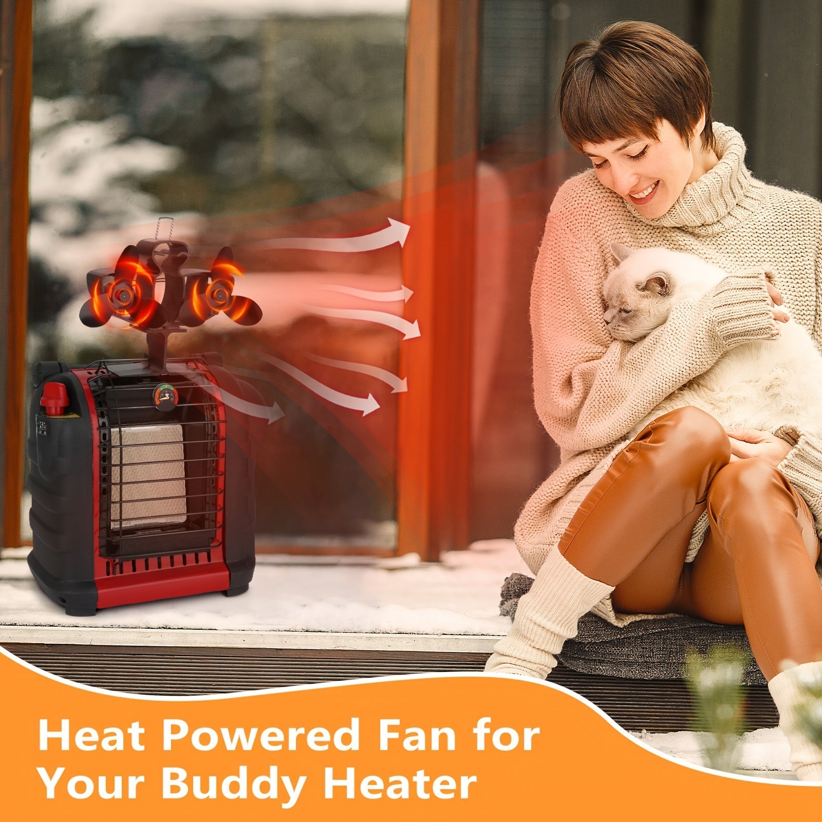 Wood Stove Fan EcoFan with Magnetic Thermometer Fuel-Efficient 6-Blade Non-Electric