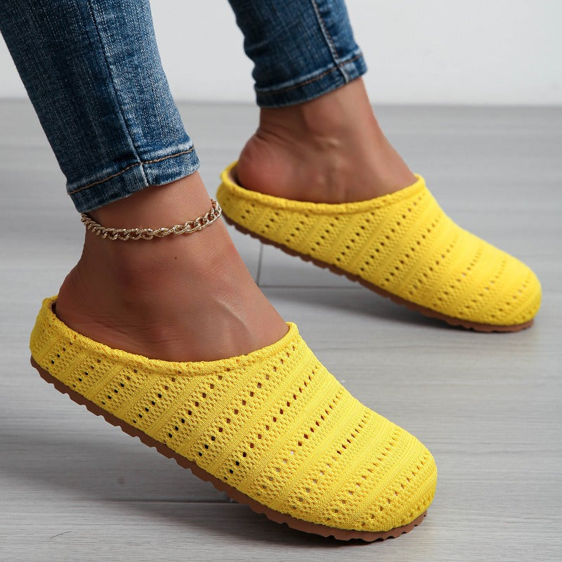Women's Knit Slip-On Mules Summer Breathable Bohemian Large Size Shoes