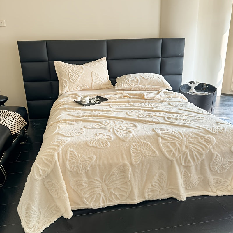 Manta de felpa de doble cara de color sólido con jacquard de franela para siestas