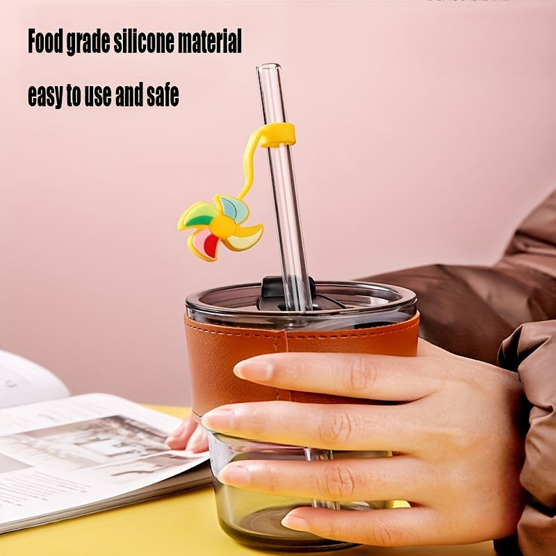 Silicone Straw Cap Reusable Dustproof Cover for 10mm Straws Party Gift
