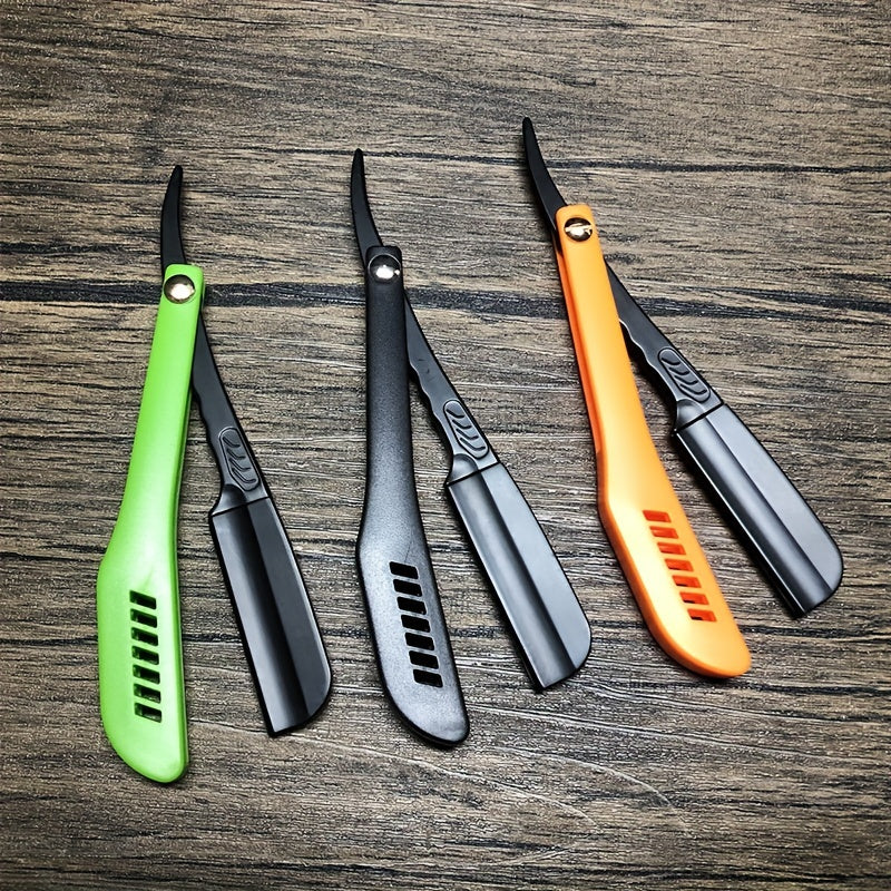 Herramienta de afeitado manual retro con hoja reemplazable para barba plegable para hombre