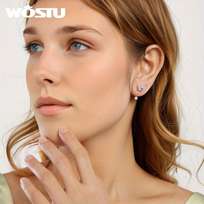 Women's Butterfly Drop Earrings Hypoallergenic Sterling Silver Faux Pearl Gemstone Wedding Gift