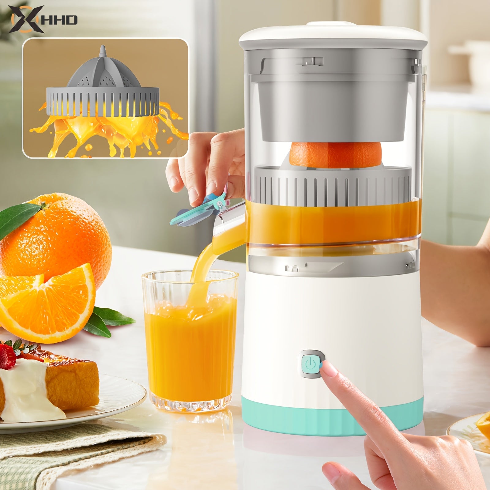 Extractor de naranja compacto recargable por USB, ahorra espacio en la cocina