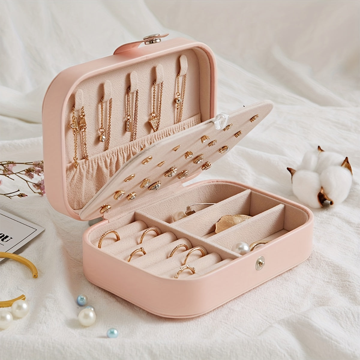 Компактная коробка для хранения украшений для колец, ожерелий и гвоздиков, органайзер для путешествий
