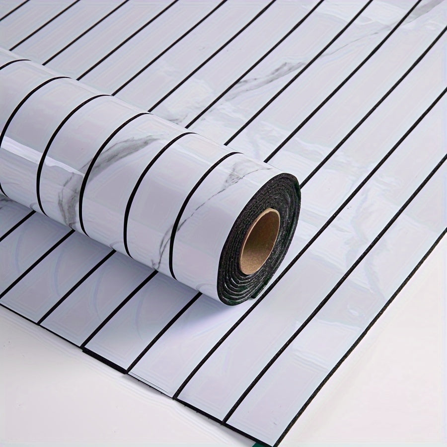 Self-Adhesive 3D Wall Panel Vinyl Curved Edges Shapes and Stripes Style for Ceilings and Partitions