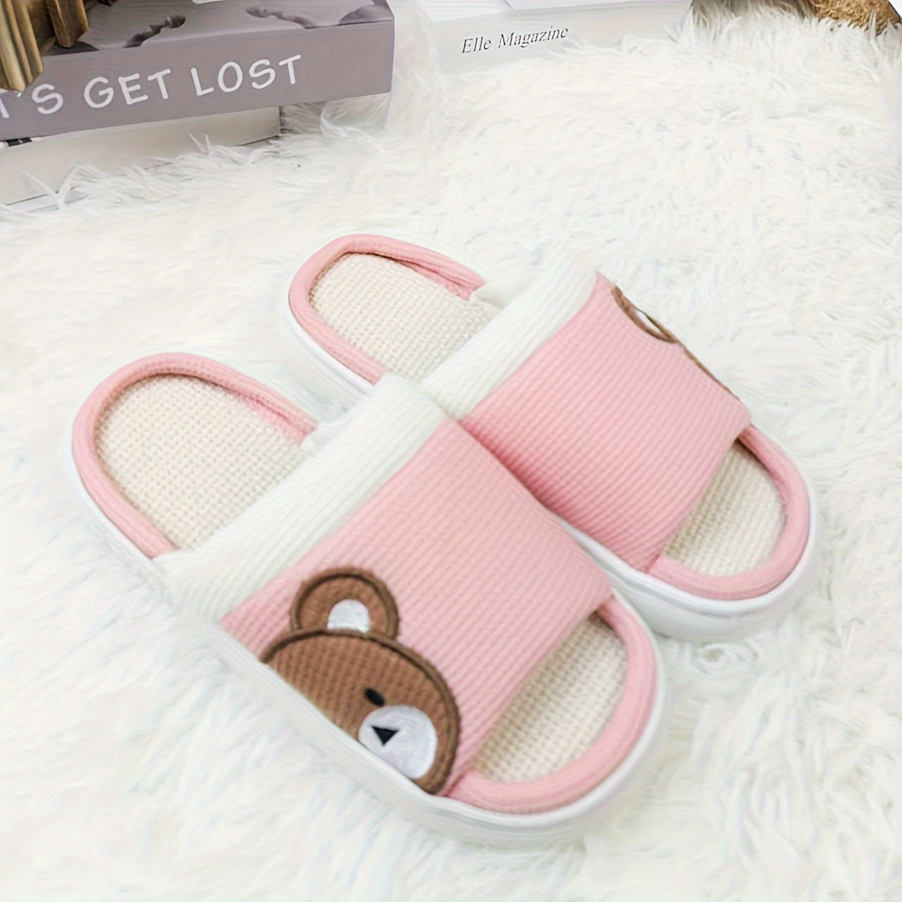 Women's Linen Indoor Slippers Non-Slip Breathable for Home Use