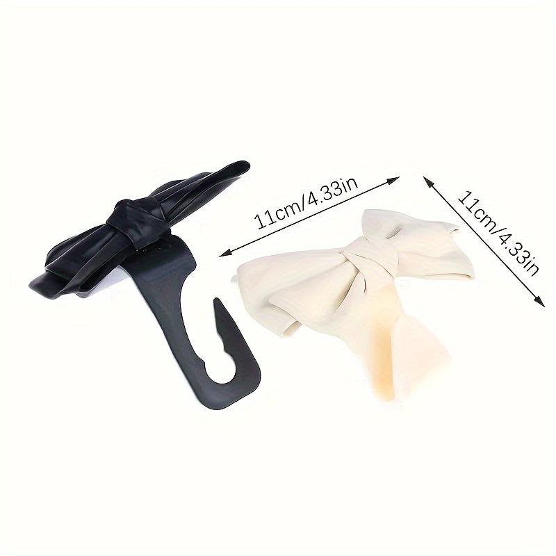 2PCS Ganchos para asientos de coche de cuero PU con lazo blanco y rosa, organizador, decoración interior