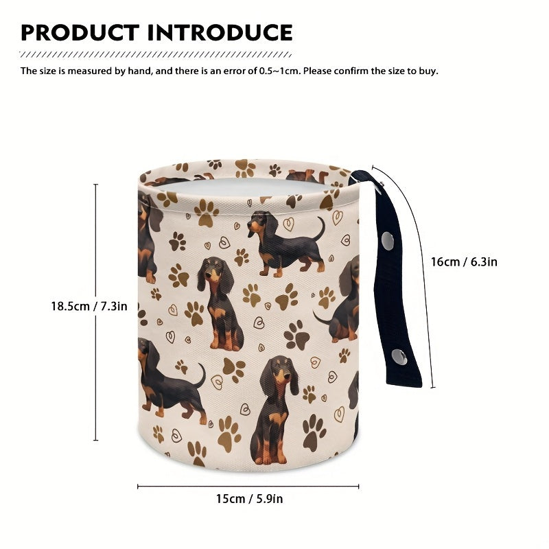 Cute Dachshund Car Trash Can Foldable Washable Garbage Bag Organizer