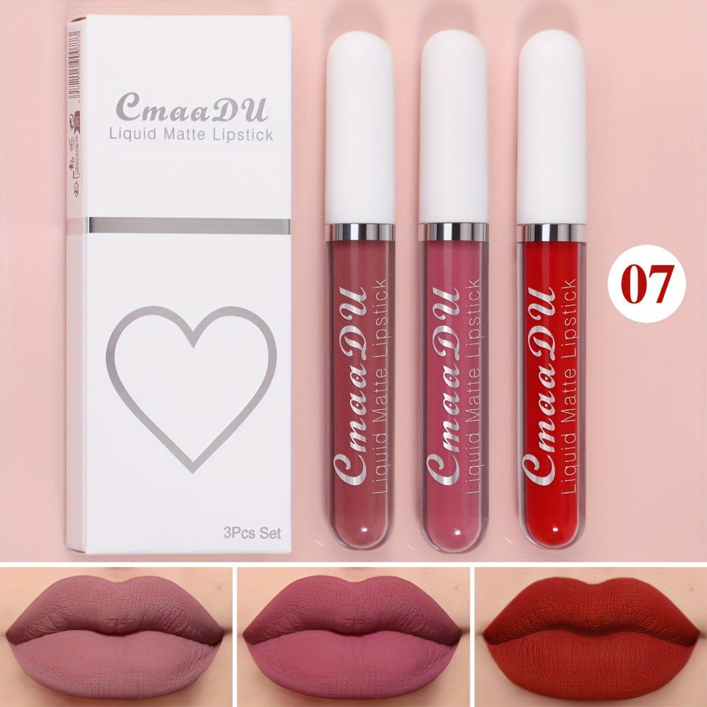 Set de labiales líquidos mate para mujer, a prueba de agua y de larga duración en tonos rojos