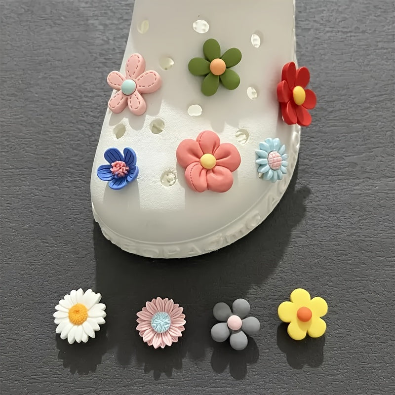 10Pcs Colorful Cartoon Flower Shoe Charms for Clogs Sandals and Slippers