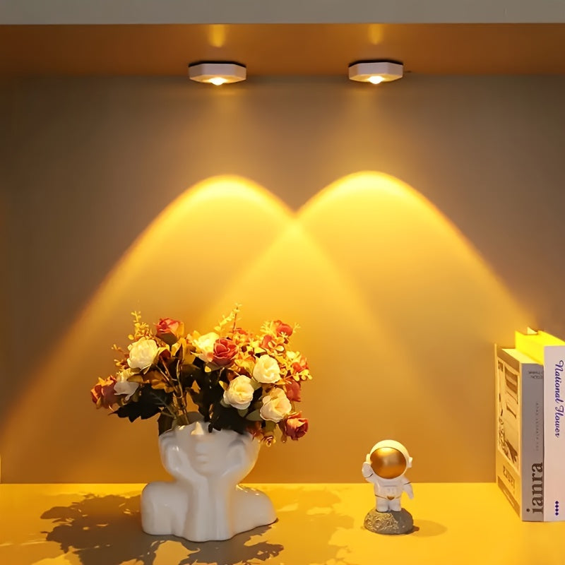 White Hexagonal Sunset Red LED Projection Lamp Dimmable Battery Powered for Cabinet Wall Lighting