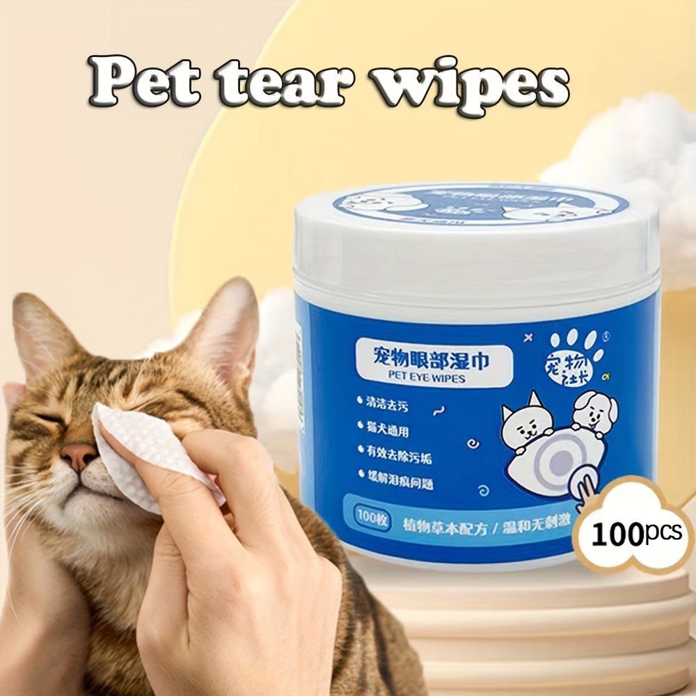 Pet Eye Cleaning Wipes for Dogs and Cats Tear Stain Remover Polyester Pack of 100