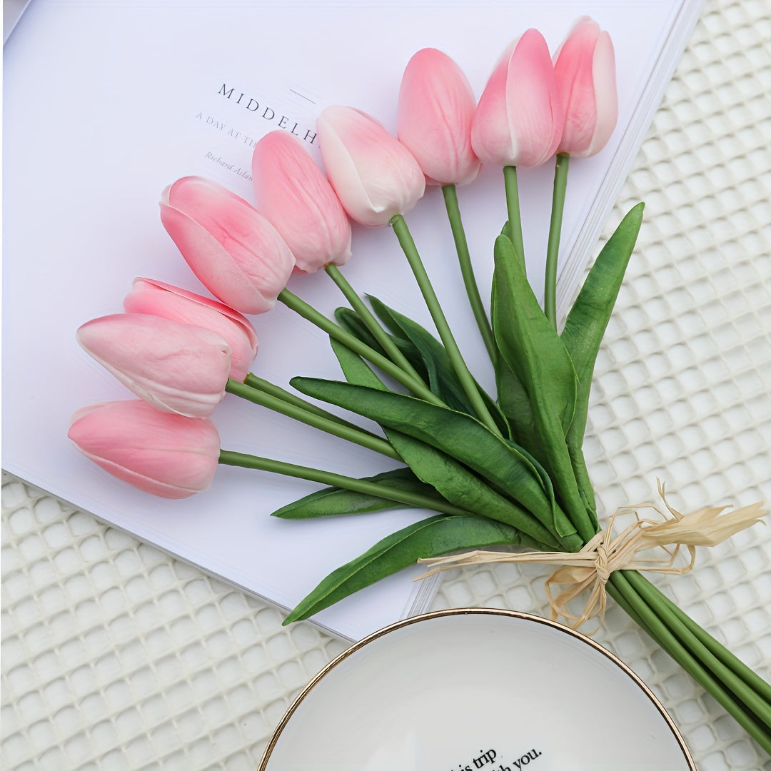 Sun'iy tulip gullari to'plami 9, 18 yoki 27 dona, uy ofisi bezatish, to'ylar, partiyalar, sovg'alar uchun