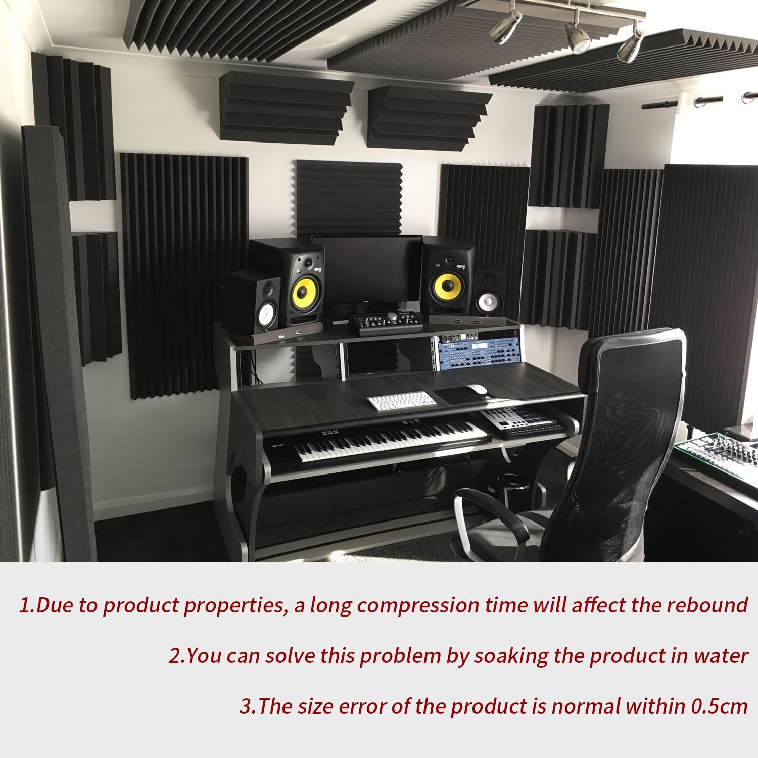 12pcs Soundproof Cotton Acoustic Panels for Office Studio Noise Reduction Black Yellow