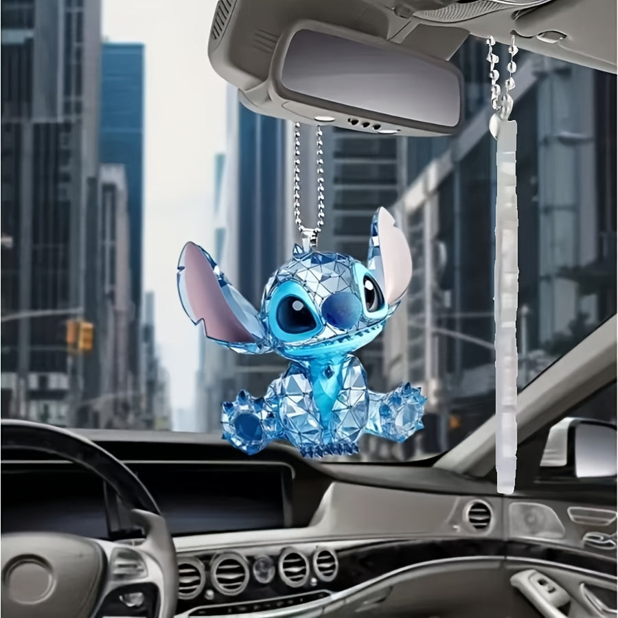 Children Car Decoration 2D Flat Disney Stitch Cute Novelty Accessory