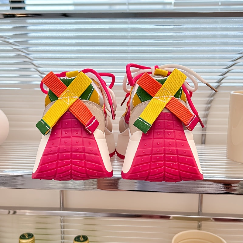 Ayollar uchun nafas oladigan tarmoq yozgi kundalik sport krossovkalar oq qalin kauchuk taglik