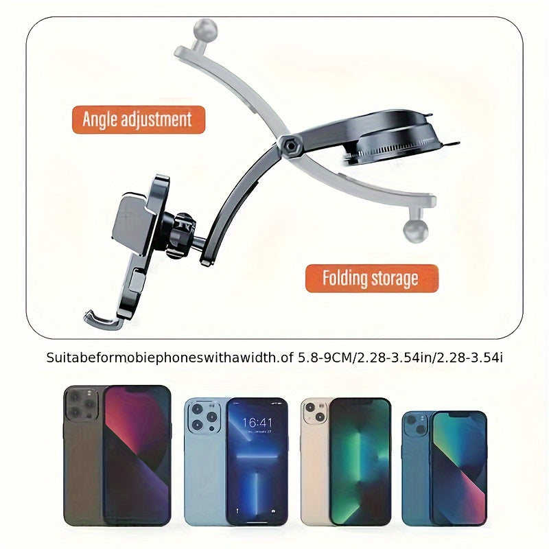 Universal Car Phone Mount ABS Dashboard Holder 360° Rotatable Single-Handed Setup