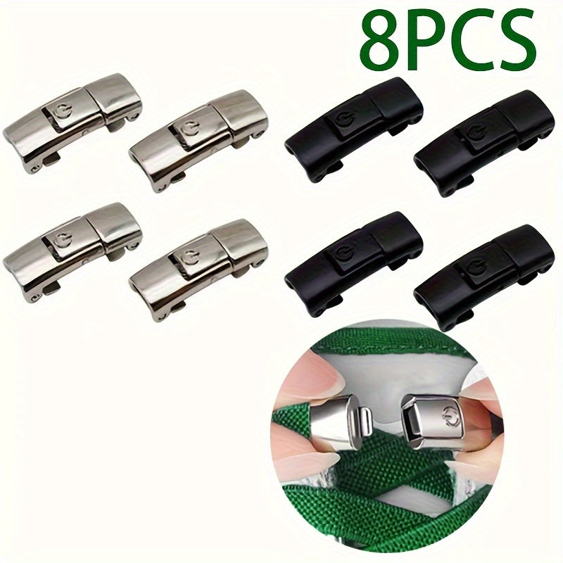 8-Pack Metal No-Tie Shoelace Buckles for Men and Women Quick-Release Clips