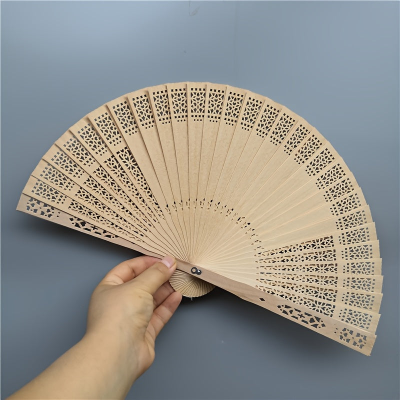 Small Incense Wood Fan with Burmese Agarwood Sunflower Design for Weddings and Room Decor