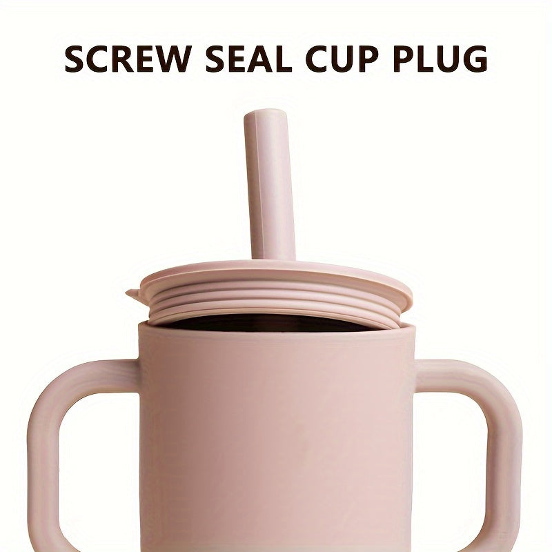 Vaso de silicona para niños, a prueba de fugas, libre de BPA, con asa y tapa con pajilla