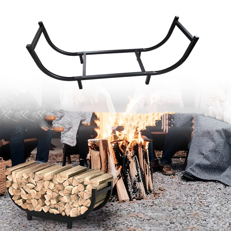 Durable Wrought Iron Firewood Rack for Indoor Outdoor Storage and Home Heating