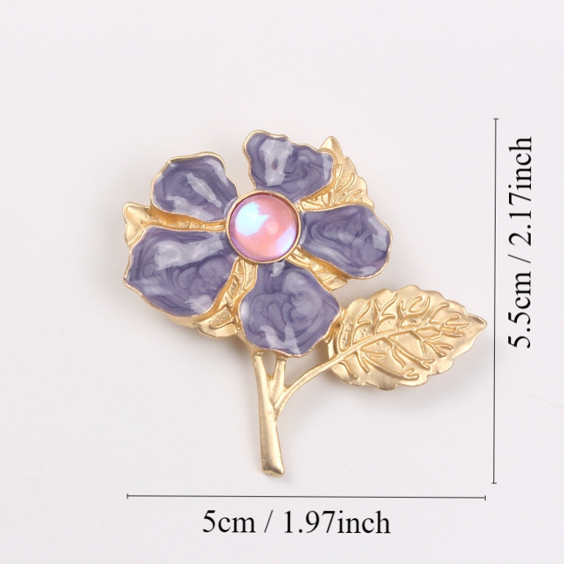 Elegant Enamel Brooch in Baroque Flower Design Irregular Shape Pin for Women