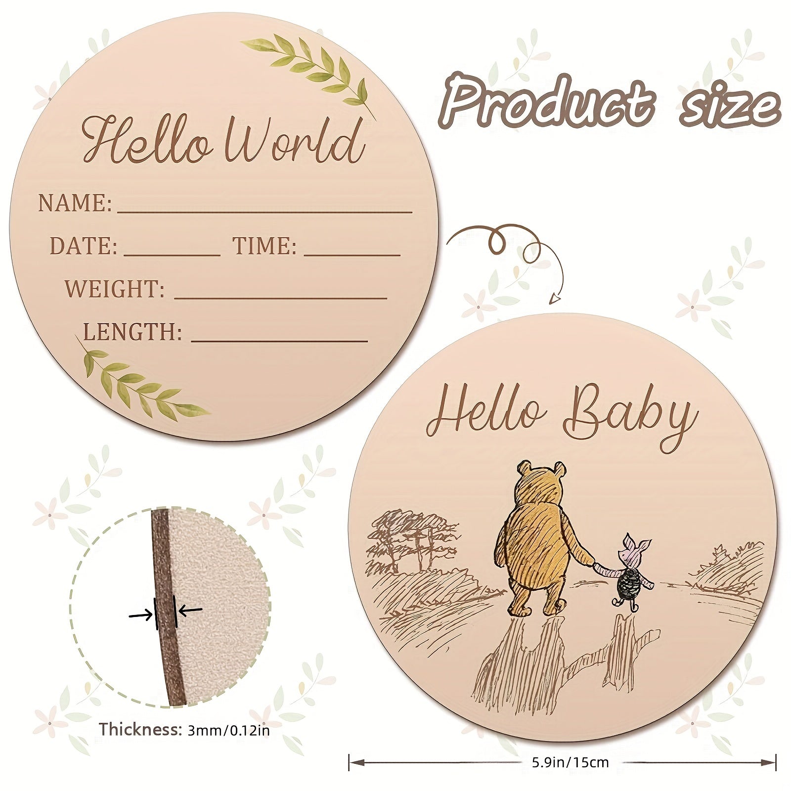 Wooden Nursery Wall Decor Plaque for Baby's First Moments