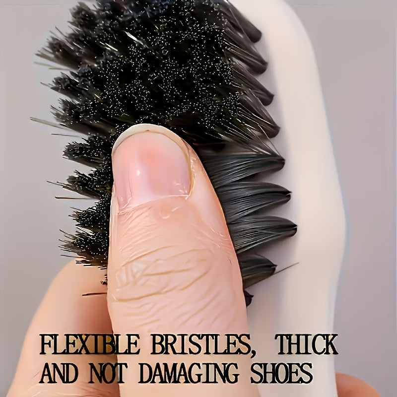 Pack de 2 cepillos para zapatos con dispensador de líquido, mango largo, cerdas suaves