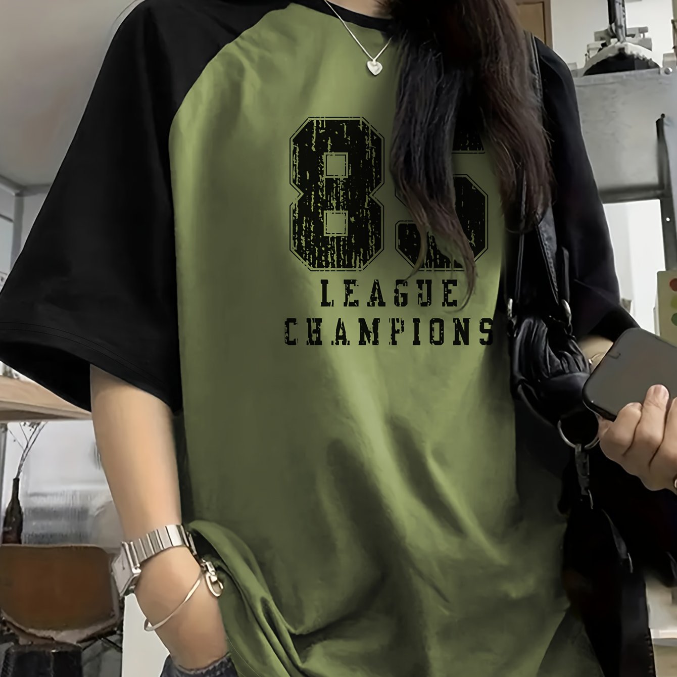 Women's Casual Crew Neck Letter Print T-Shirt Short Sleeve Knit Polyester Elastane All Seasons