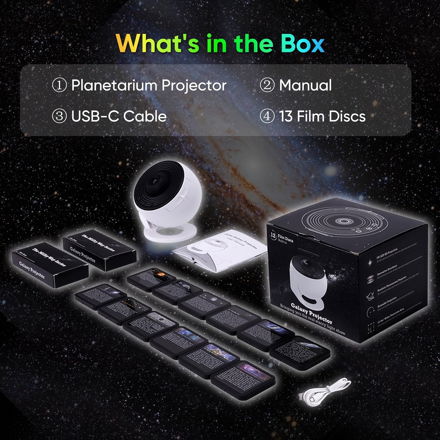 Rusoso Smart Star Projector 12-in-1 Planetarium Yulduzli Osmon Kechasi Yoritgichi, 360° Aylanish, Vaqtni Belgilash, Jim Dizayn. Yotoqxona, Partiya, O'yin Xonasi uchun mukammal, 14-fevral kuni sovg'a sifatida.