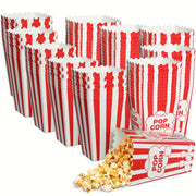 100 Disposable Red and White Popcorn Boxes 2.27oz for Movie Theater Carnival